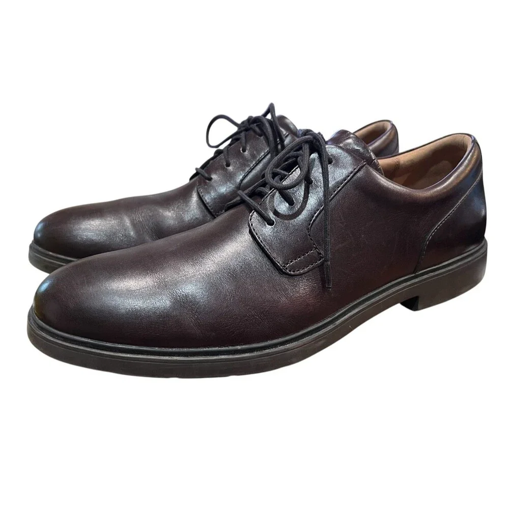 Clarks UnStructured Men's Brown Leather Oxford Shoe  Size 13 M  Office Formal